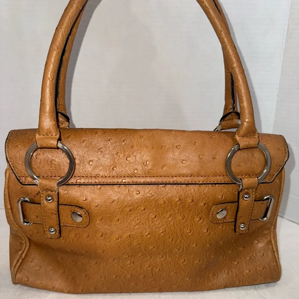 Guess Vintage 90s/Y2K Tan Ostrich Women’s Satchel Handbag Shoulder Purse Bag